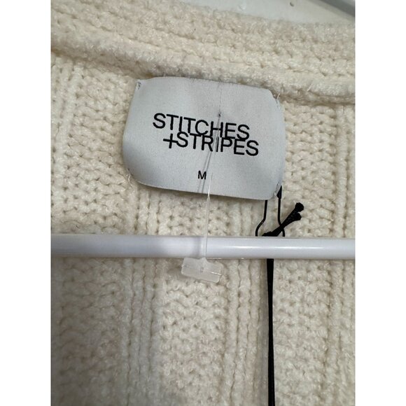 Stitches and Stripes White/Cream Open-Front Sweater Cardigan with Pockets Size M - Picture 5 of 7
